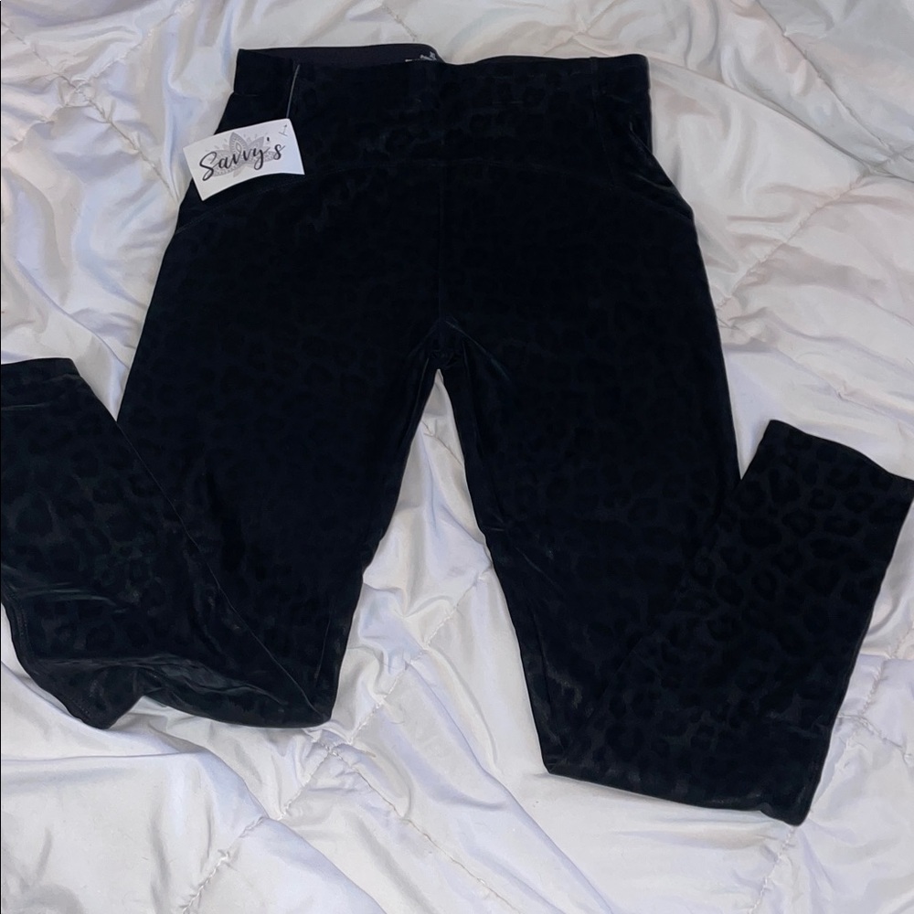 Savvy faux leather Black Leopard Print super soft Leggings